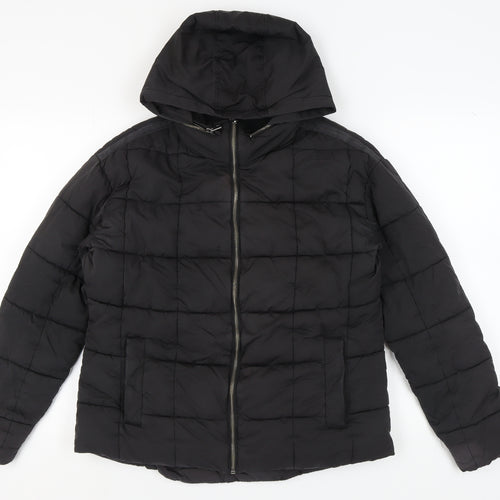Fat Face Women's Black Puffer Jacket UK 10 Hooded Winter