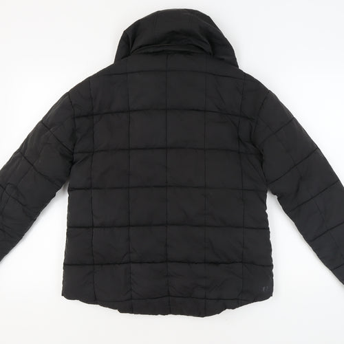 Fat Face Women's Black Puffer Jacket UK 10 Hooded Winter