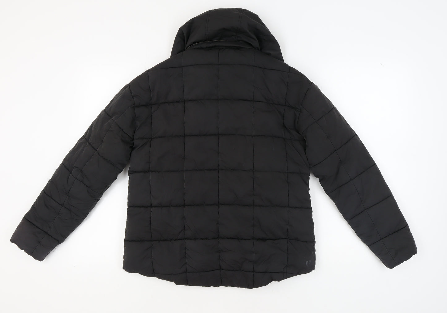 Fat Face Women's Black Puffer Jacket UK 10 Hooded Winter