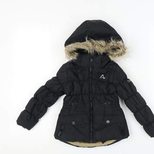 Dare 2b Boys Black Puffer Jacket with Fur Trim 3-4 Years