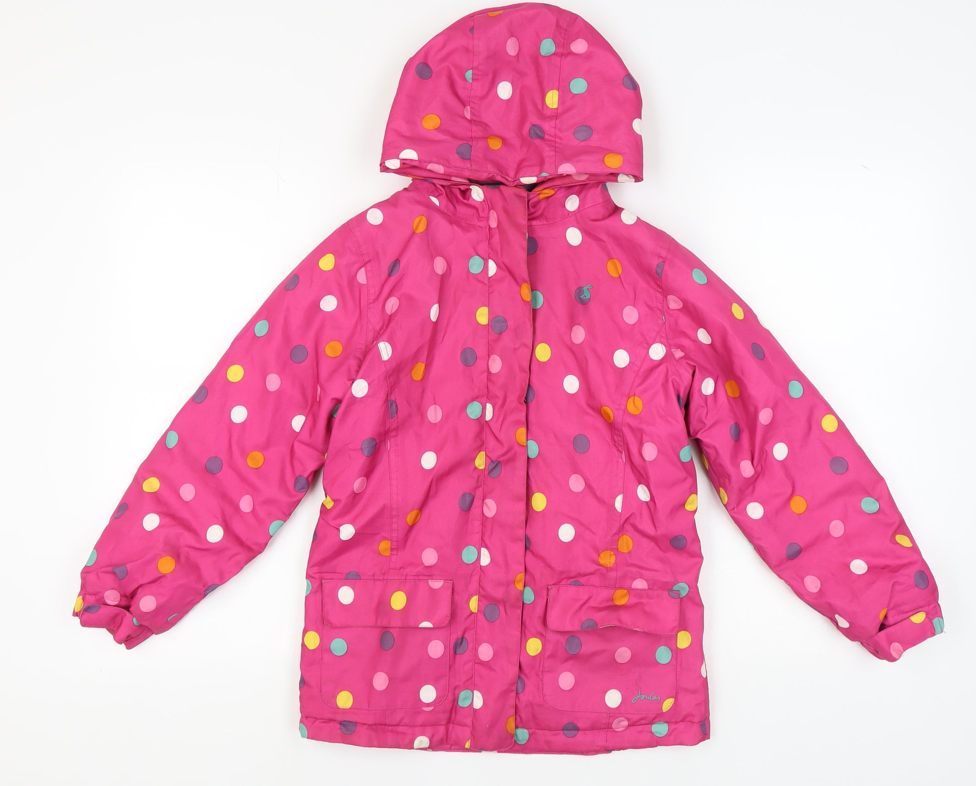 Joules Girls Pink Polka Dot Parka 11-12 Waterproof Coat – Preworn