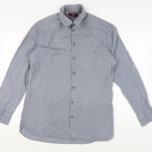 Marks and Spencer Grey Men's Long Sleeve Shirt, 16