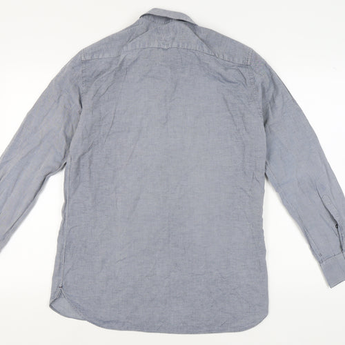 Marks and Spencer Grey Men's Long Sleeve Shirt, 16