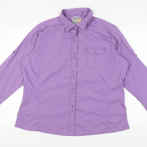 Craghoppers Women's Purple Button-Up Shirt, Size 20, UV Protection