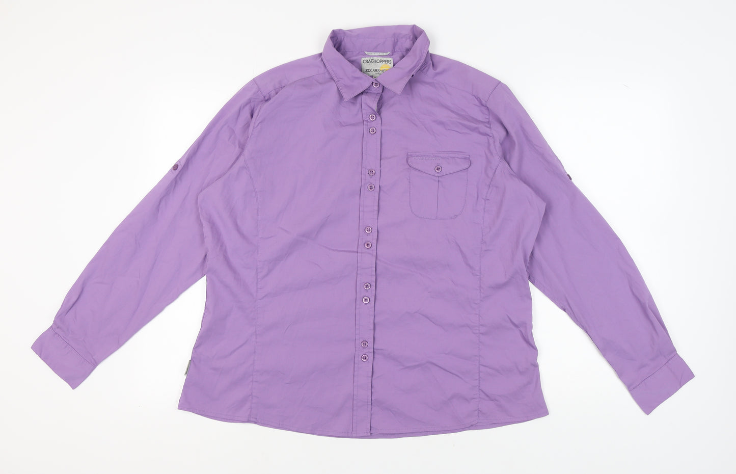 Craghoppers Women's Purple Button-Up Shirt, Size 20, UV Protection