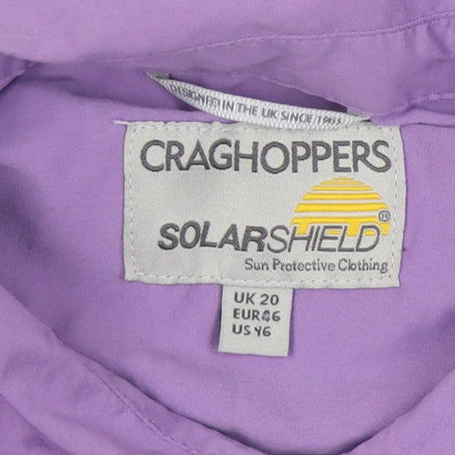 Craghoppers Women's Purple Button-Up Shirt, Size 20, UV Protection