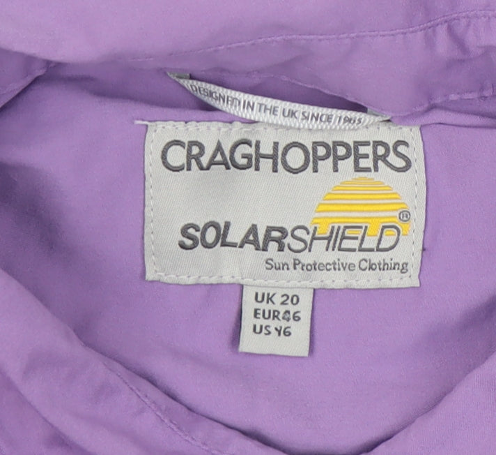 Craghoppers Women's Purple Button-Up Shirt, Size 20, UV Protection