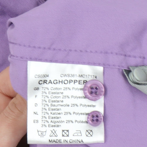Craghoppers Women's Purple Button-Up Shirt, Size 20, UV Protection