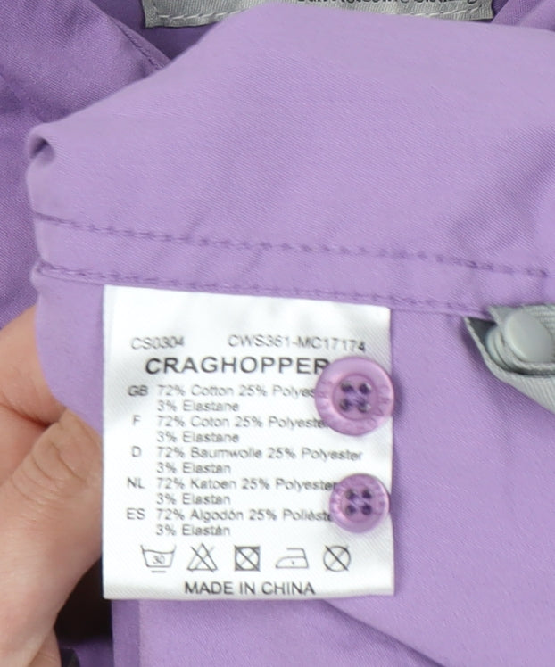 Craghoppers Women's Purple Button-Up Shirt, Size 20, UV Protection