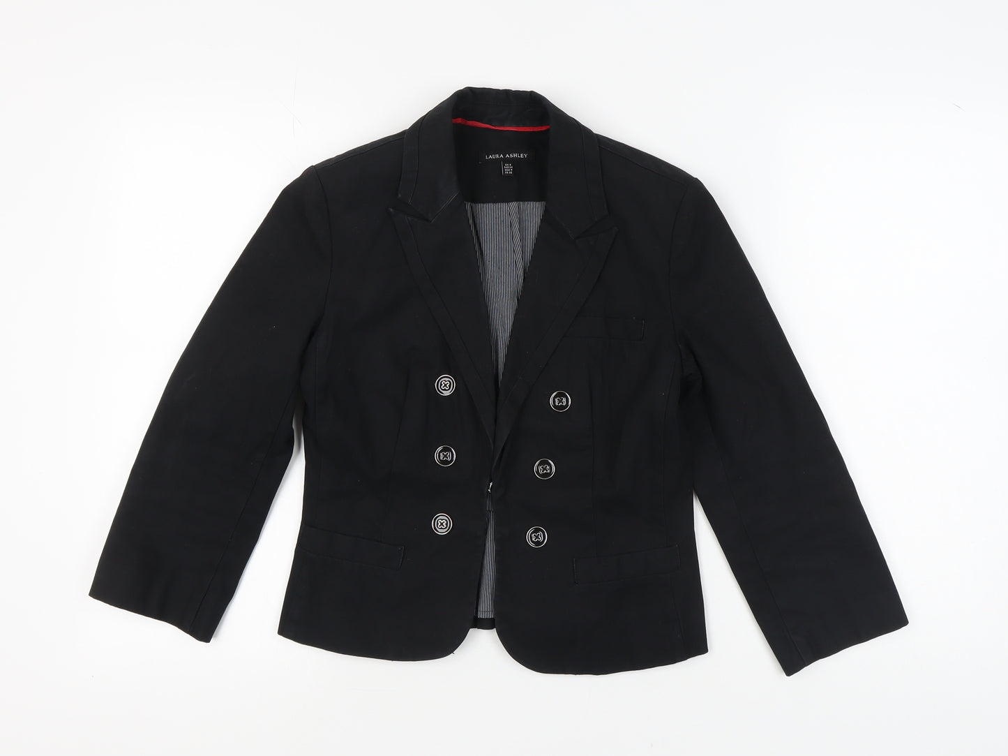 Laura Ashley Women's Black Double-Breasted Blazer UK 8