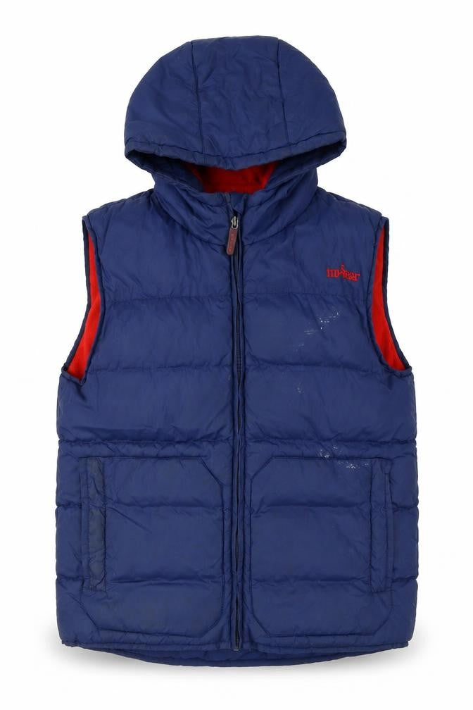Front view of No Fear boys’ blue bodywarmer jacket, size 11-12, years