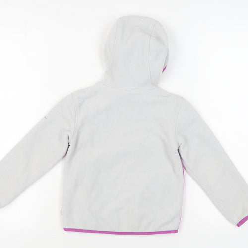 Trespass Girls Grey Pink Fleece Hooded Jacket Size 3-4