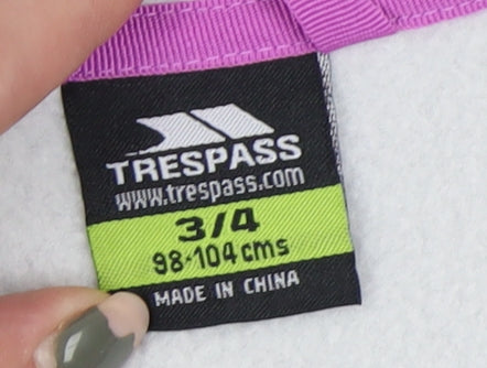 Trespass Girls Grey Pink Fleece Hooded Jacket Size 3-4