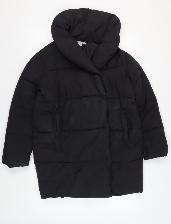 H&M Women's Black Puffer Jacket Size 8 Winter Coat
