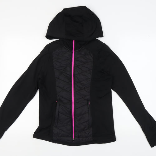 H&M Women's Black Hooded Jacket Size 12