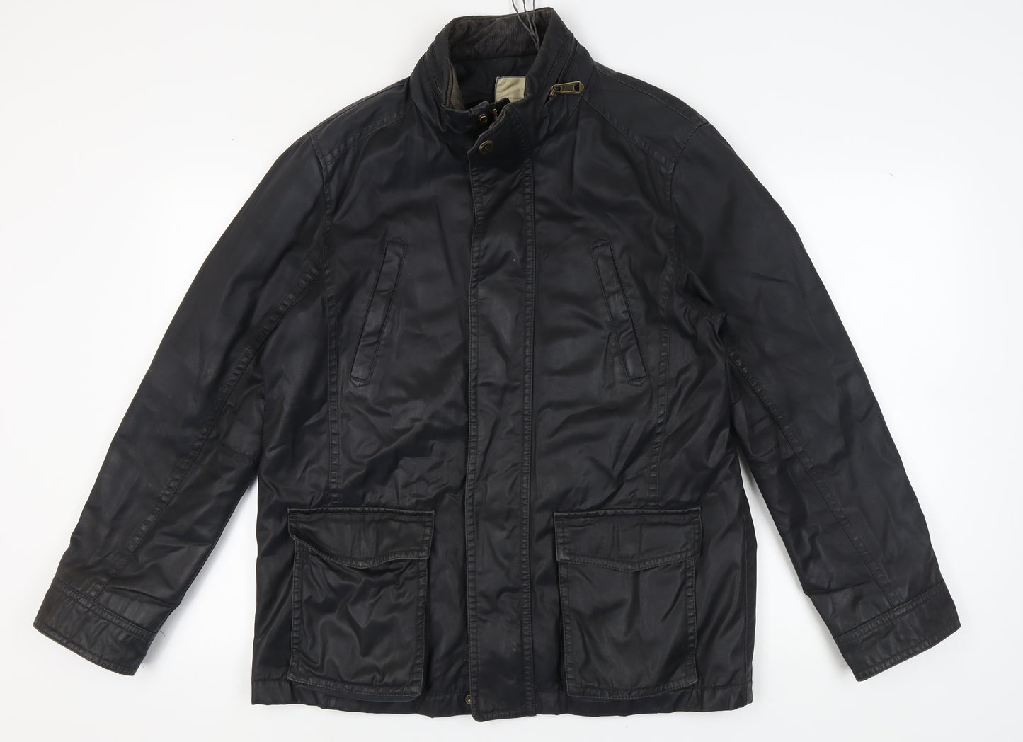 John Lewis Men’s Black Jacket Large Button Zip Casual