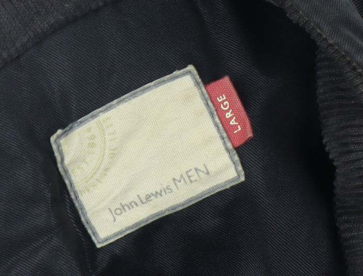 John Lewis Men’s Black Jacket Large Button Zip Casual