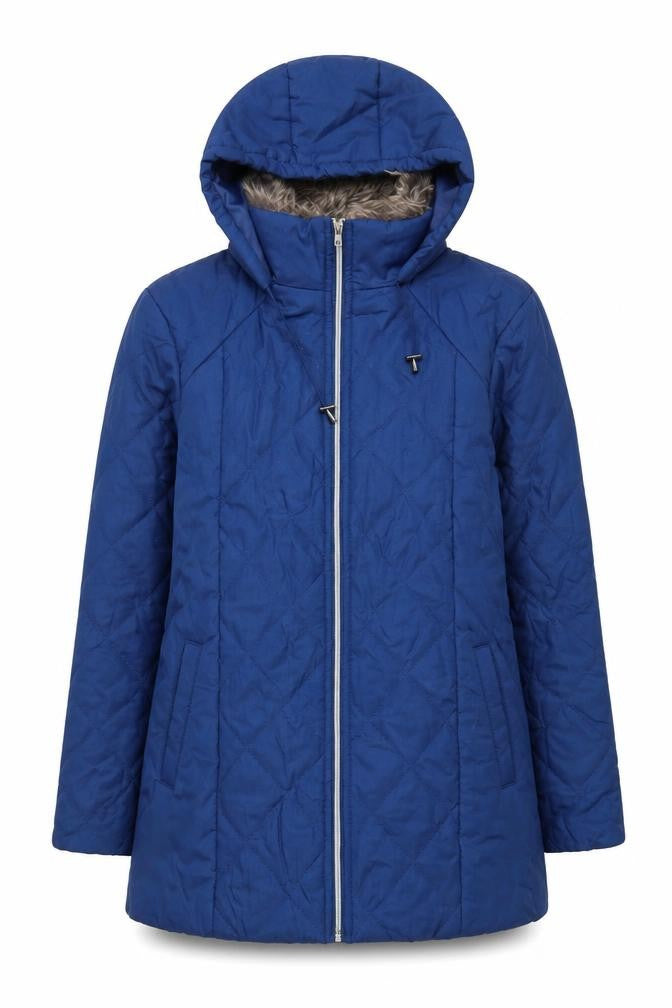Front view of Anne de Lançay Women's Blue Puffer Jacket, size M
