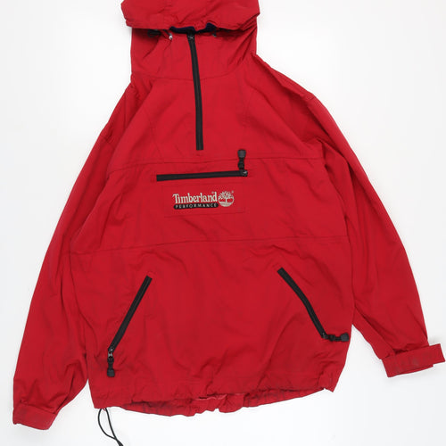 Timberland Men's Red Anorak Jacket M Casual Hooded