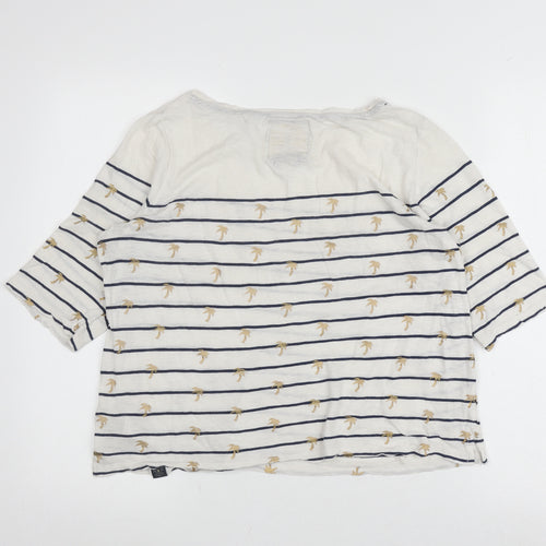 Superdry Women's White Striped T-Shirt, Nautical, Size M