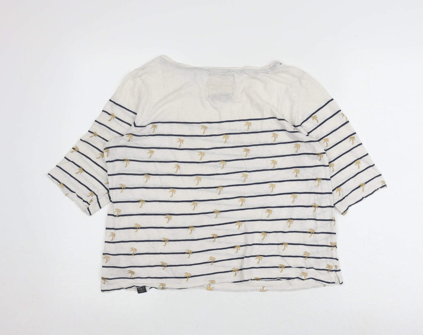 Superdry Women's White Striped T-Shirt, Nautical, Size M
