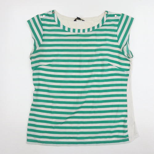 Banana Republic Women's Striped Blouse L, Green/White