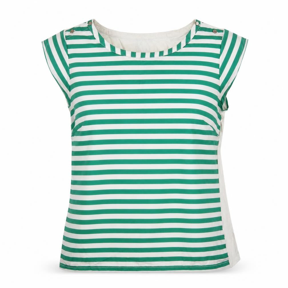 Banana Republic Women's Striped Blouse L, Green/White