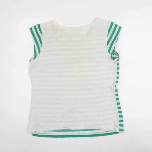 Banana Republic Women's Striped Blouse L, Green/White