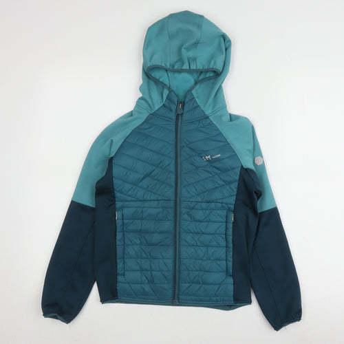 Regatta Girls Blue Puffer Jacket 10Y Hooded Casual Outerwear