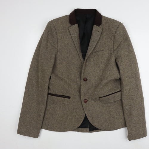 Topman Men's Brown Single-Breasted Blazer 40