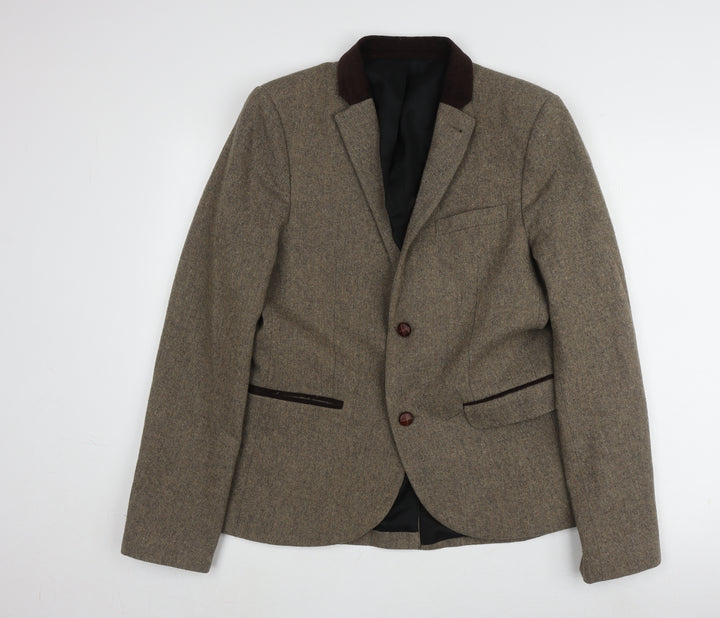 Topman Men's Brown Single-Breasted Blazer 40