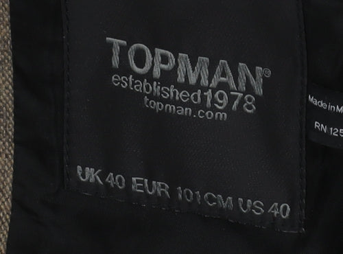 Topman Men's Brown Single-Breasted Blazer 40