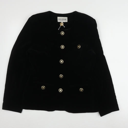 Collezioni Women's Black Cotton Button Jacket Size 12