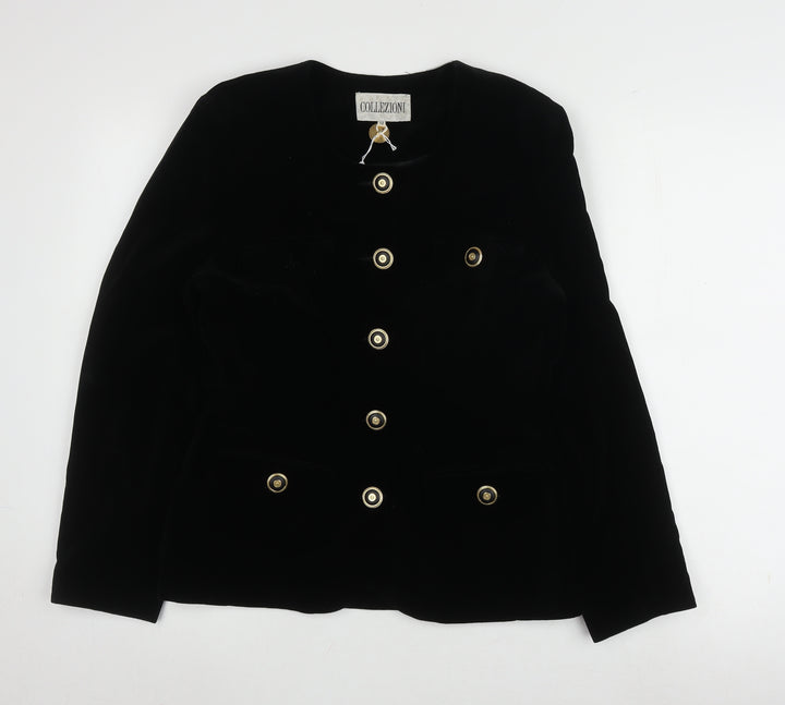 Collezioni Women's Black Cotton Button Jacket Size 12