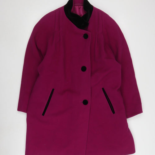 C&A Women's Purple Wool Coat, Size 12, Button Closure