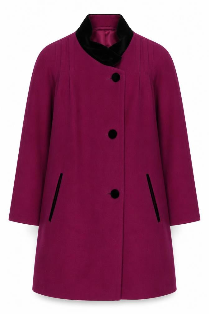 C&A Women's Purple Wool Coat, Size 12, Button Closure