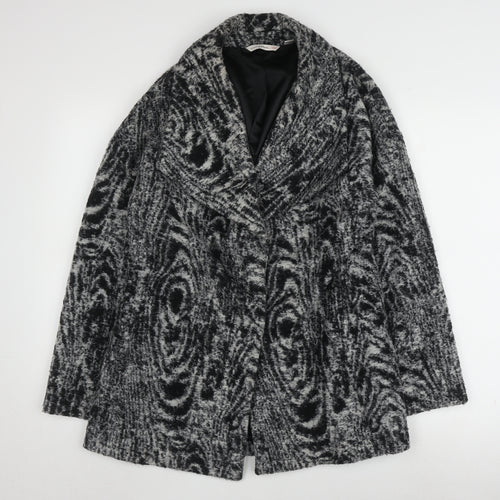 Isaac Mizrahi Women's Grey Geometric Coat M