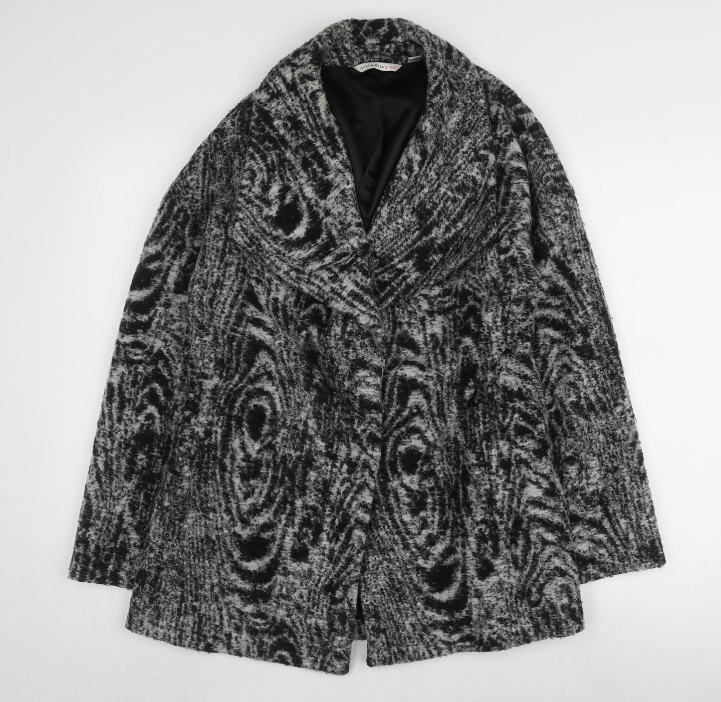 Isaac Mizrahi Women's Grey Geometric Coat M