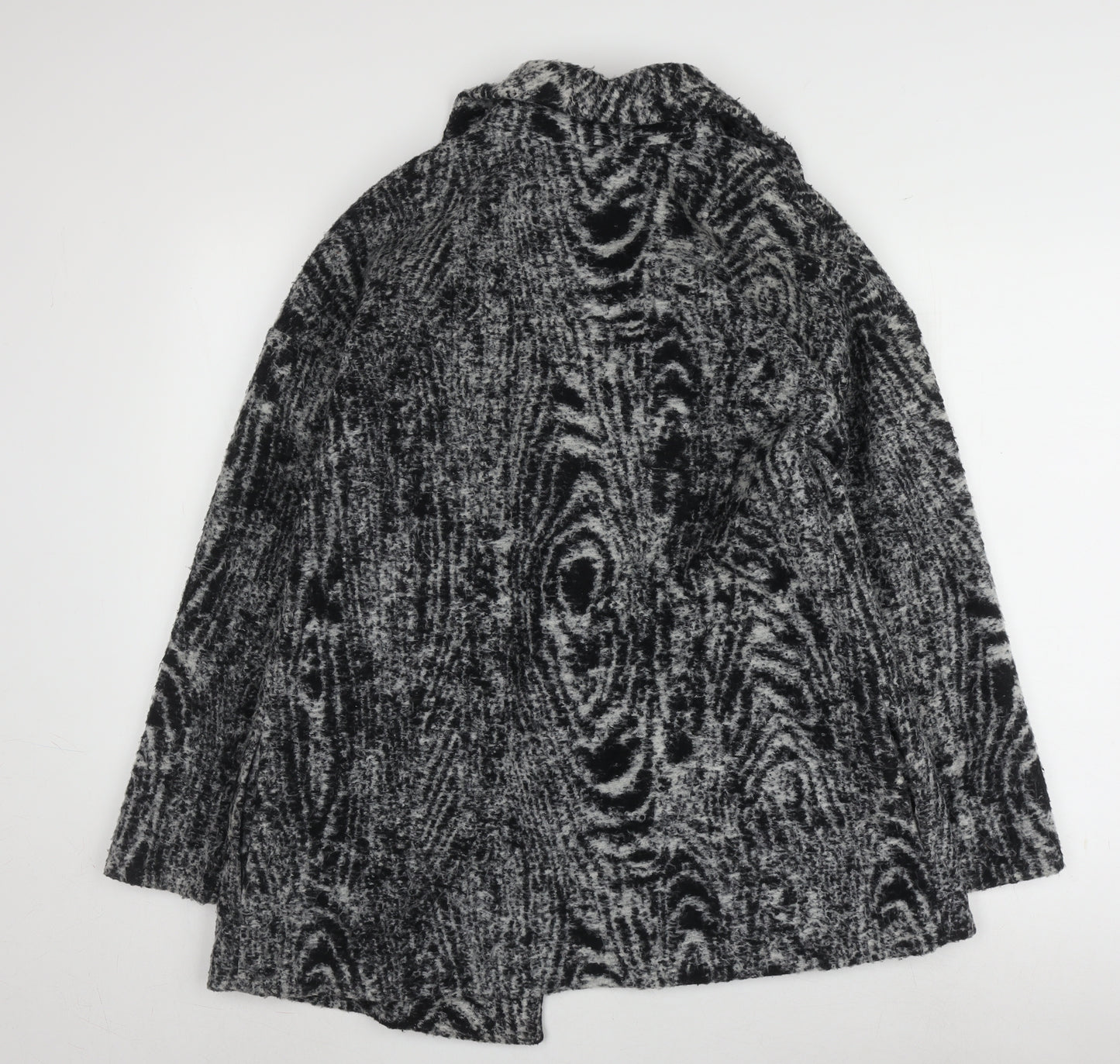 Isaac Mizrahi Women's Grey Geometric Coat M