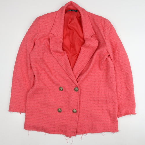 Zara Women's Pink Blazer, Size L, Button Accents