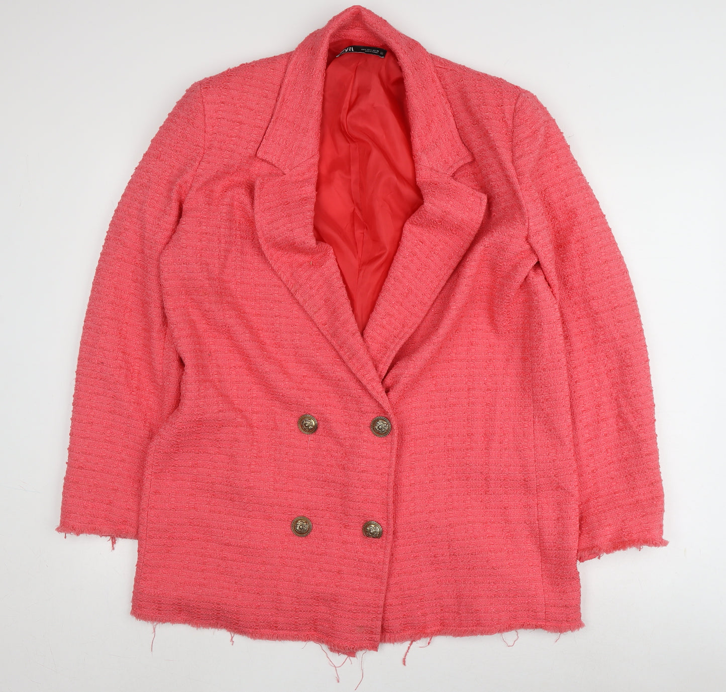 Zara Women's Pink Blazer, Size L, Button Accents