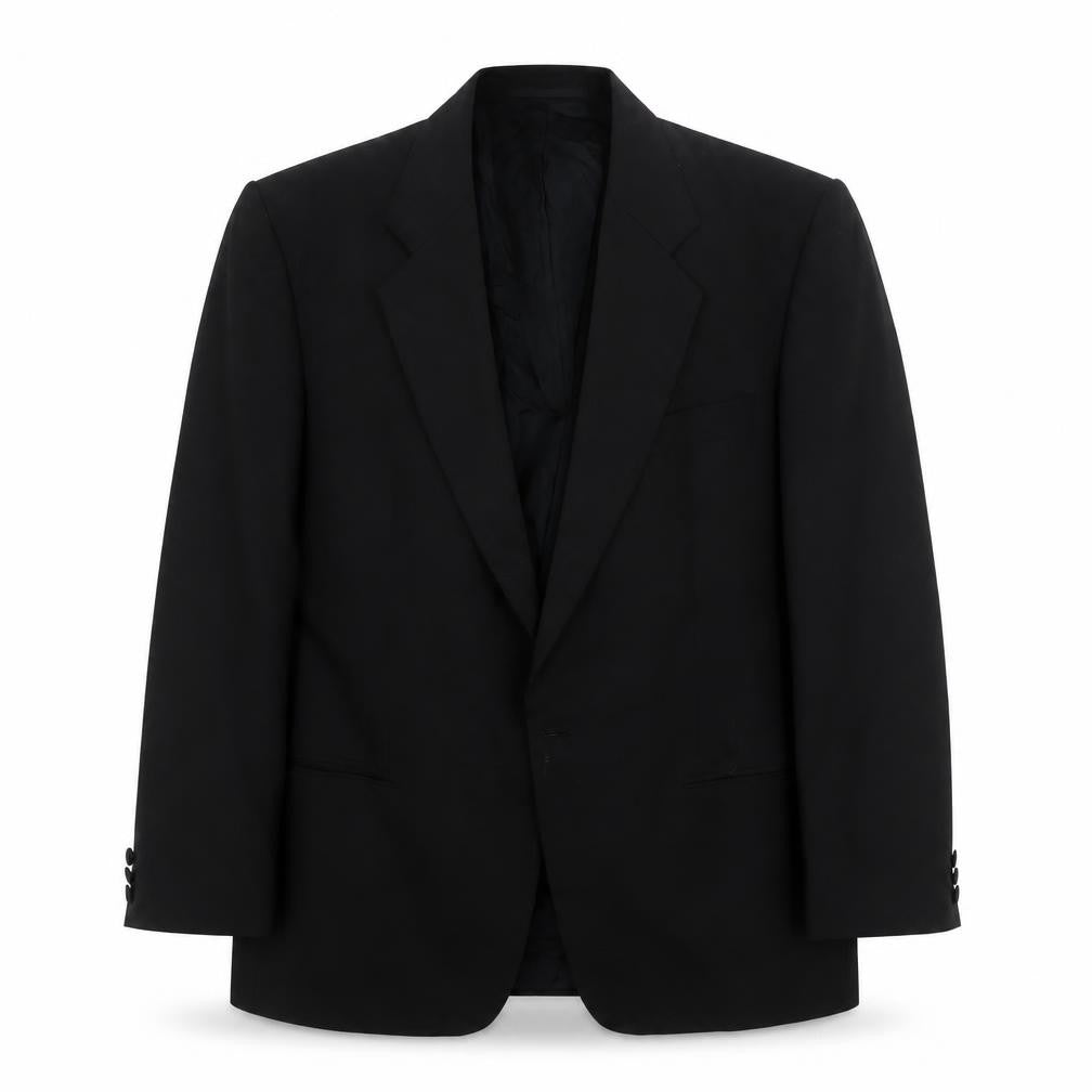 Front view of St Michael Men's Black Tuxedo Blazer, 42R, Polyester Wool