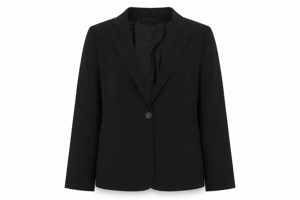 Front view of H&M Women's Black Blazer -, size 8, Regular Fit, Classic