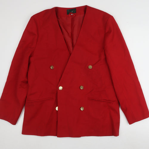 Fiorella Women's Red Wool Blazer, Size 14