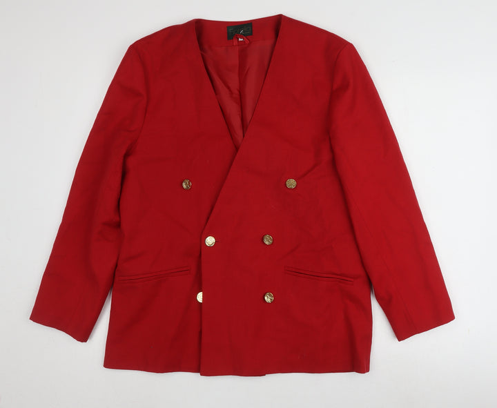 Fiorella Women's Red Wool Blazer, Size 14