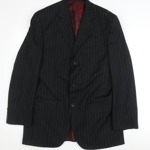 Dehavilland Men's Black Pinstripe Blazer 36R Business