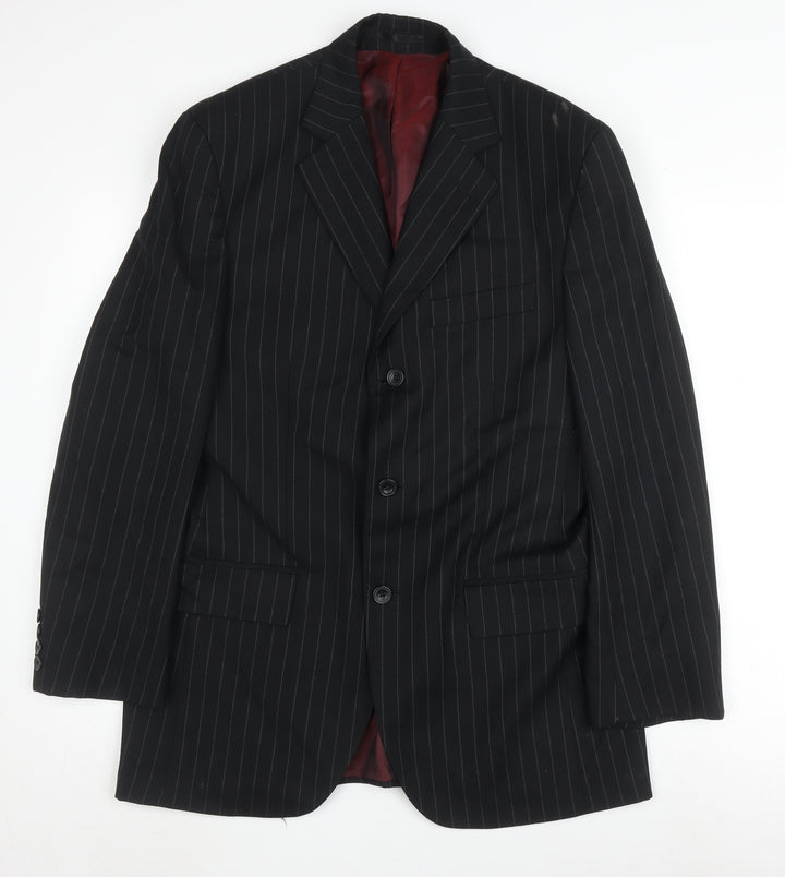Dehavilland Men's Black Pinstripe Blazer 36R Business