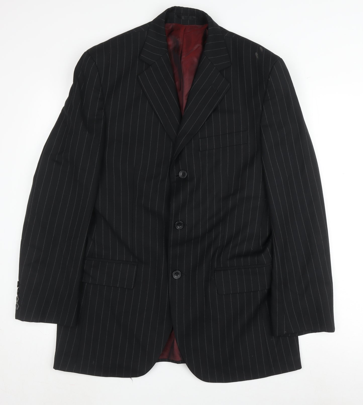 Dehavilland Men's Black Pinstripe Blazer 36R Business