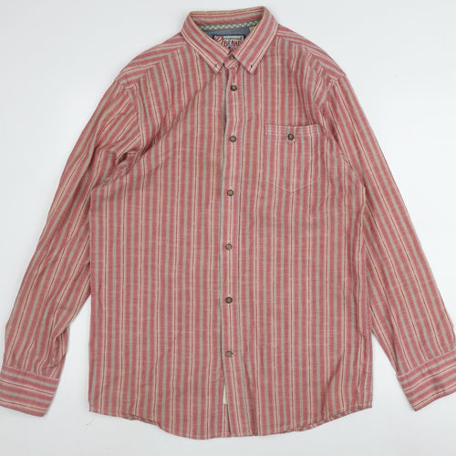 Mantaray Men's Red Striped Button-Up Shirt, Size S