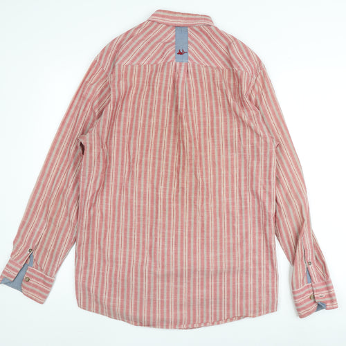 Mantaray Men's Red Striped Button-Up Shirt, Size S